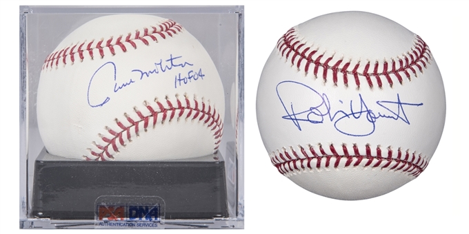Lot of (2) Milwaukee Brewers Single Signed Baseballs - Robin Yount (PSA/DNA 9.5) and Paul Moliter (PSA/DNA 9)